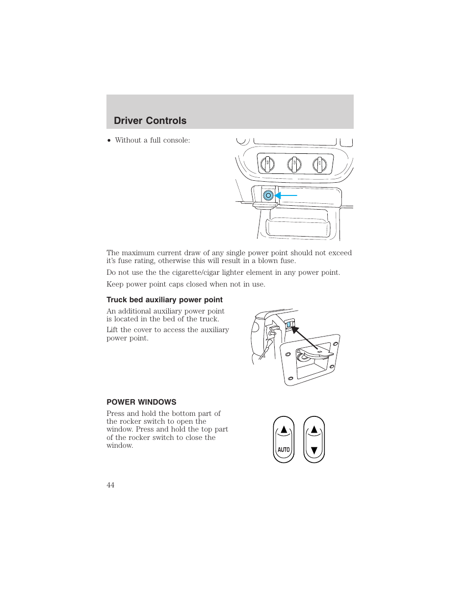 Driver controls | FORD 2003 Explorer Sport Trac v.1 User Manual | Page 44 / 216