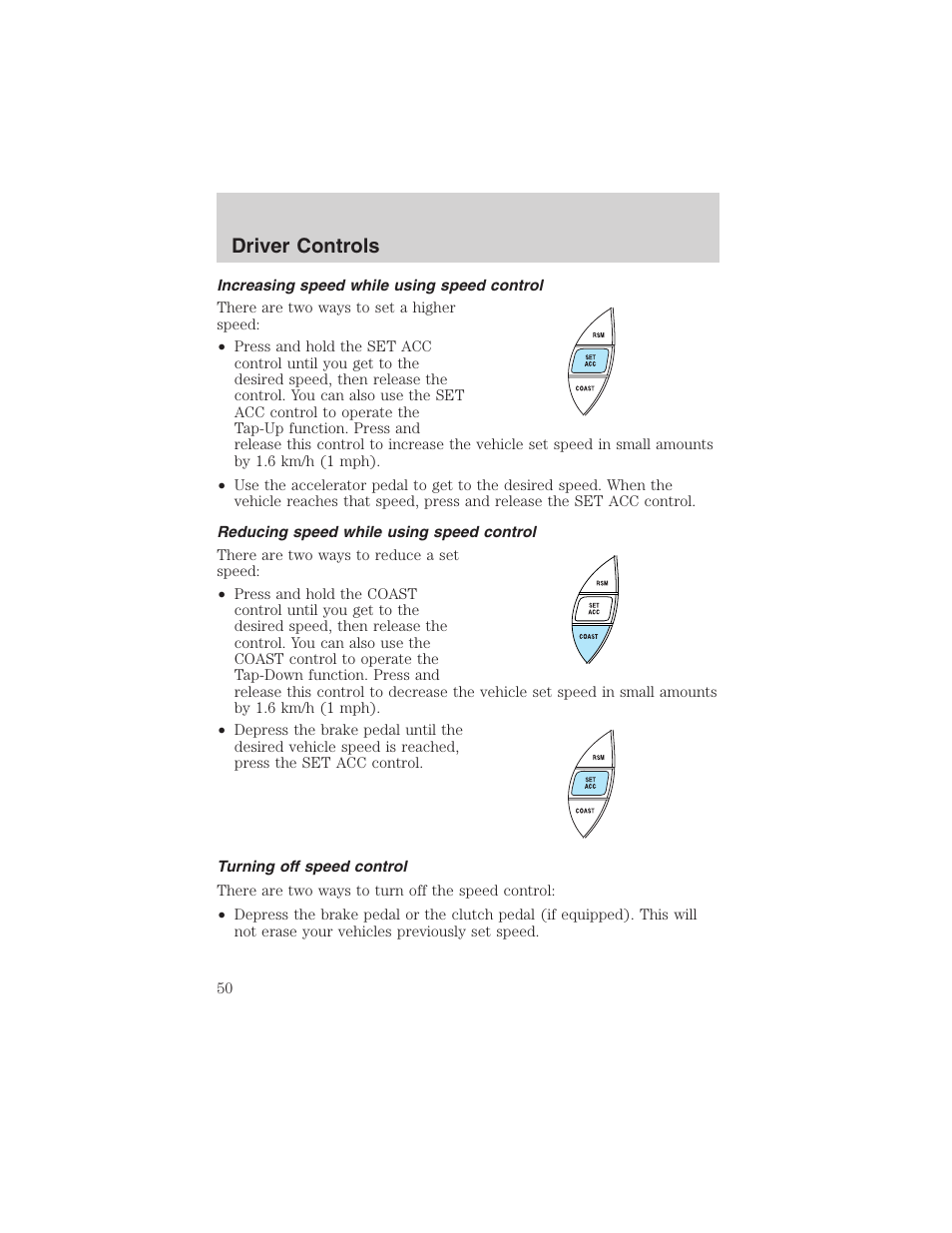 Driver controls | FORD 2003 Explorer Sport Trac v.1 User Manual | Page 50 / 216