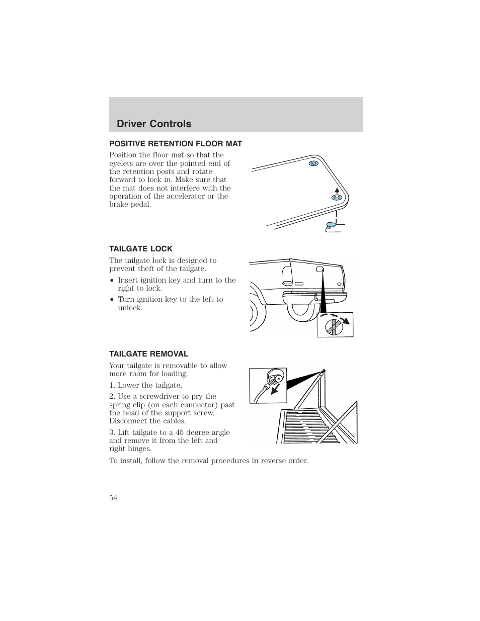 Driver controls | FORD 2003 Explorer Sport Trac v.1 User Manual | Page 54 / 216