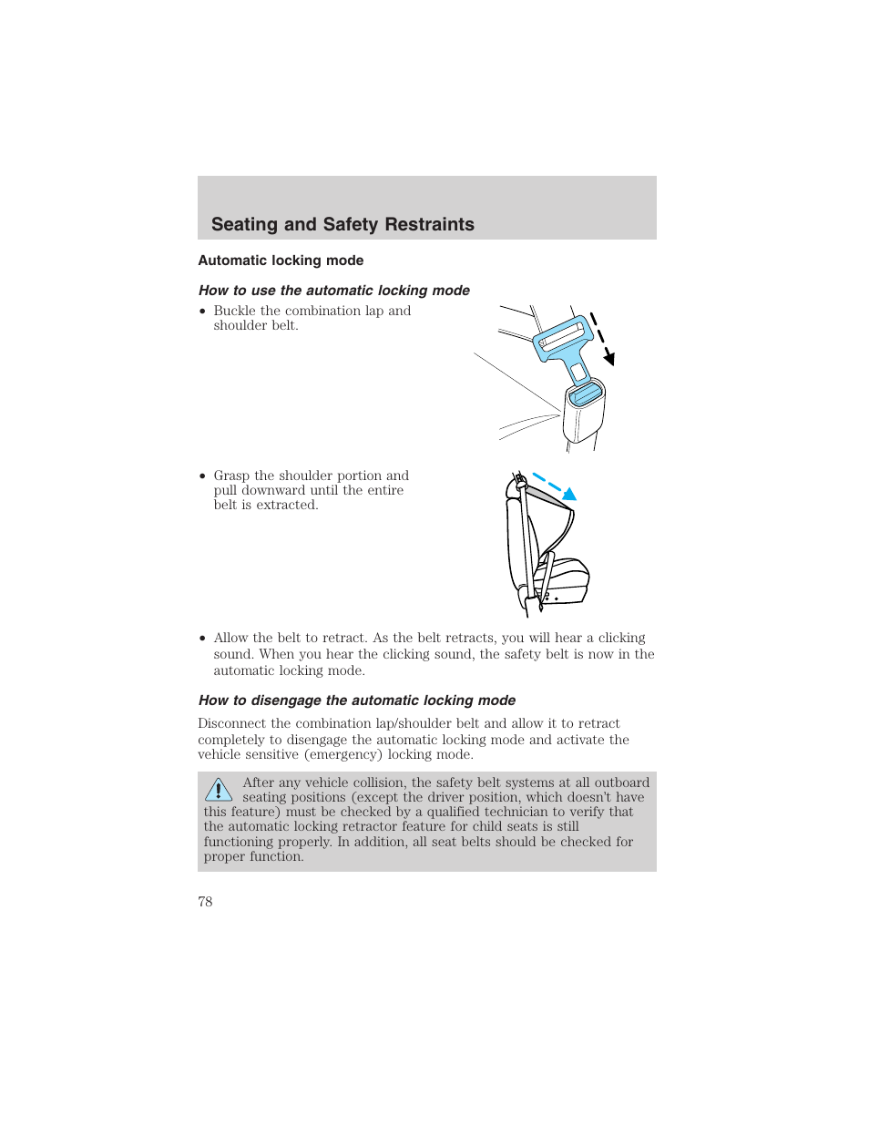 Seating and safety restraints | FORD 2003 Explorer Sport Trac v.1 User Manual | Page 78 / 216