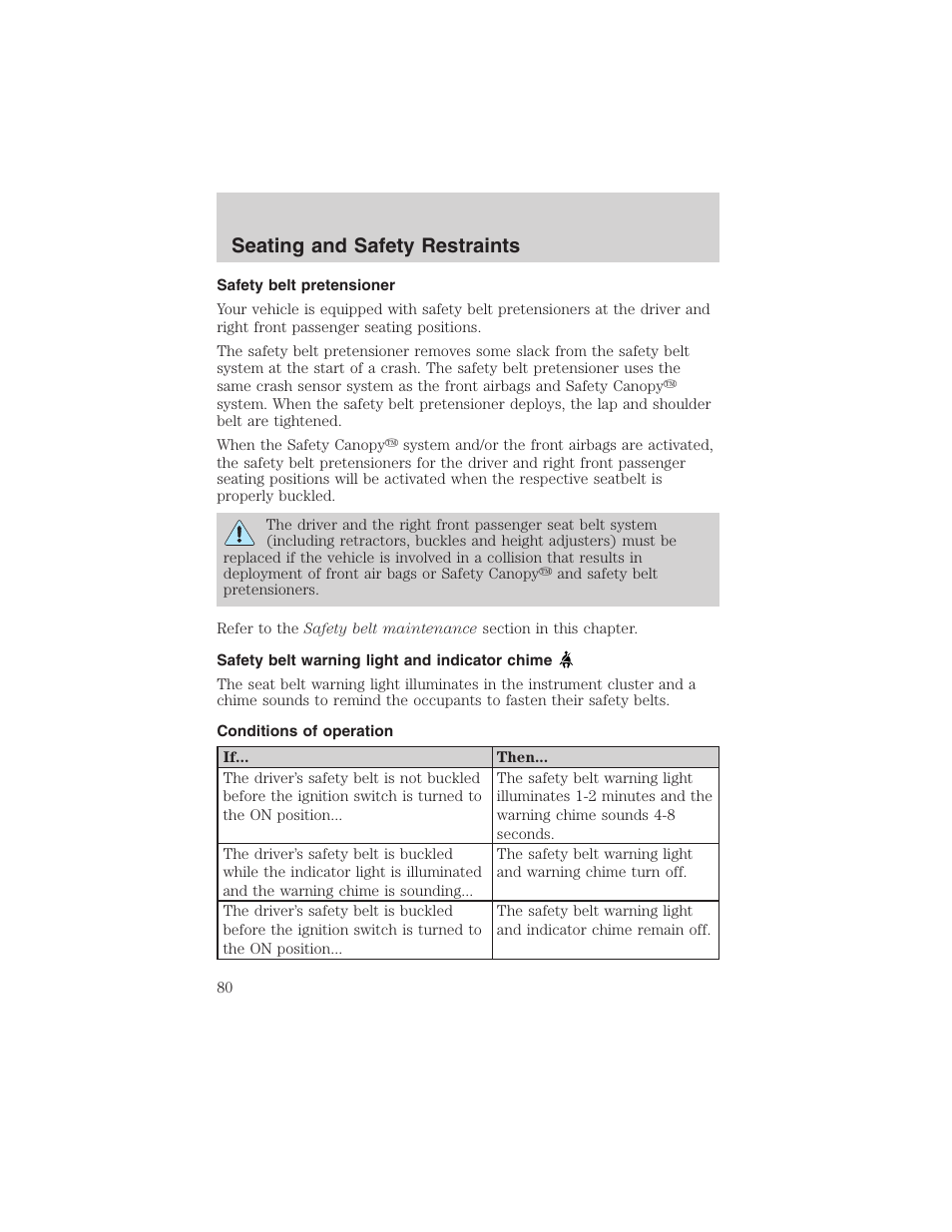 Seating and safety restraints | FORD 2003 Explorer Sport Trac v.1 User Manual | Page 80 / 216