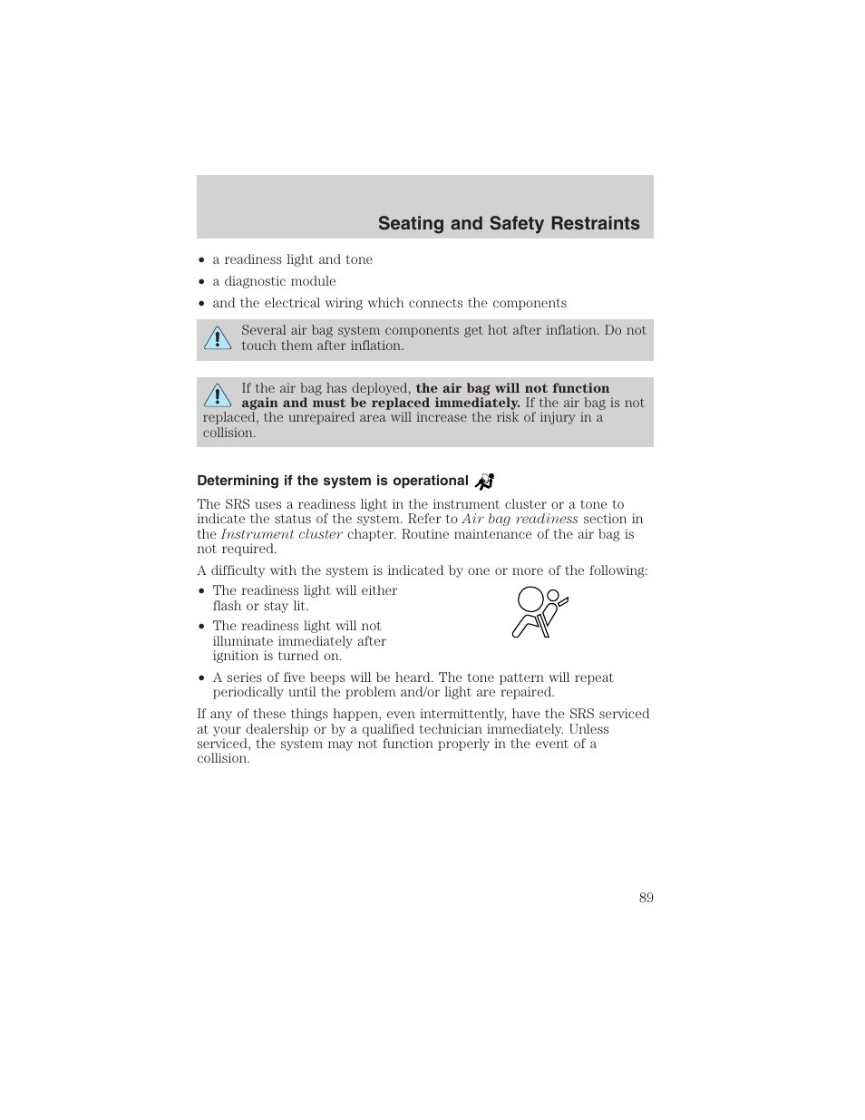 Seating and safety restraints | FORD 2003 Explorer Sport Trac v.1 User Manual | Page 89 / 216