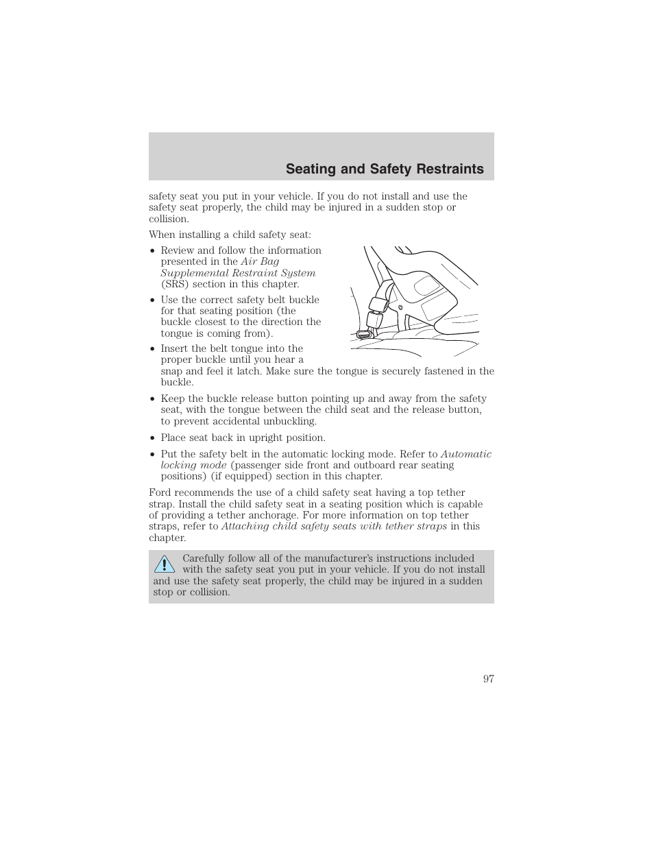 Seating and safety restraints | FORD 2003 Explorer Sport Trac v.1 User Manual | Page 97 / 216