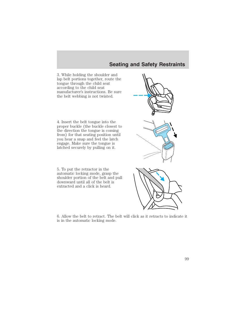 Seating and safety restraints | FORD 2003 Explorer Sport Trac v.1 User Manual | Page 99 / 216