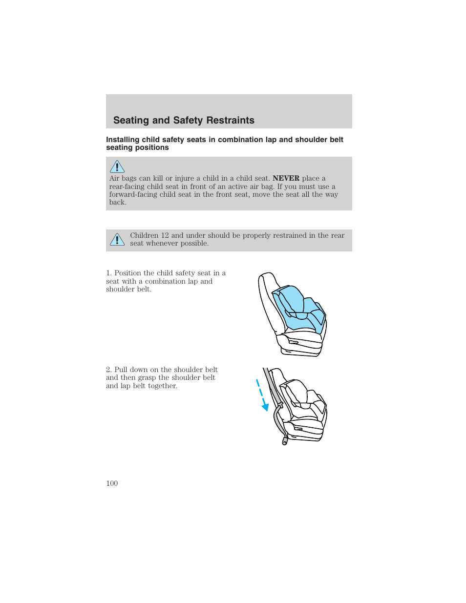 Seating and safety restraints | FORD 2003 Explorer Sport Trac v.2 User Manual | Page 100 / 216