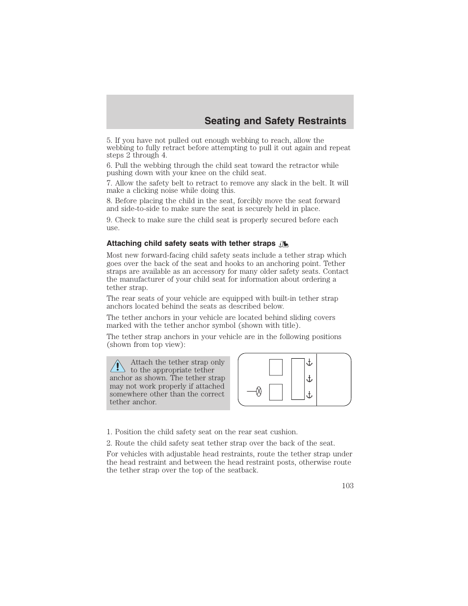 Seating and safety restraints | FORD 2003 Explorer Sport Trac v.2 User Manual | Page 103 / 216