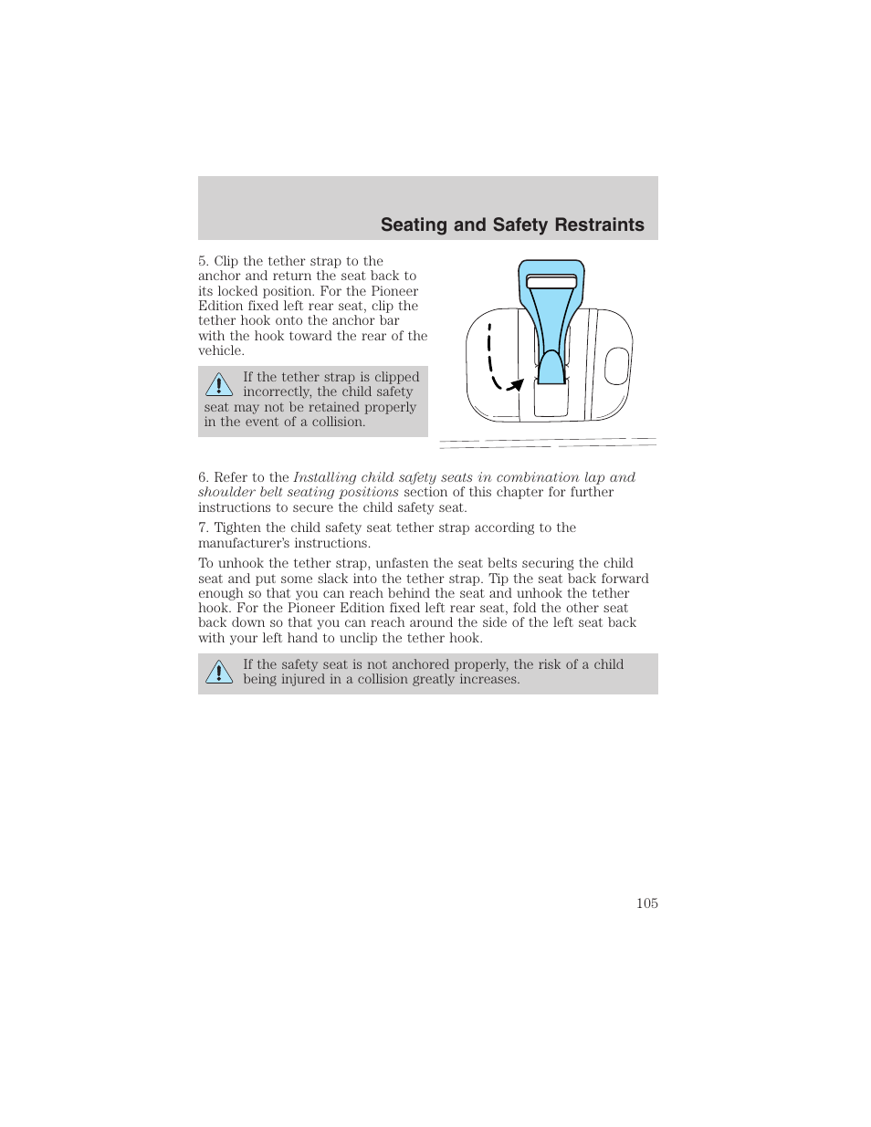 Seating and safety restraints | FORD 2003 Explorer Sport Trac v.2 User Manual | Page 105 / 216