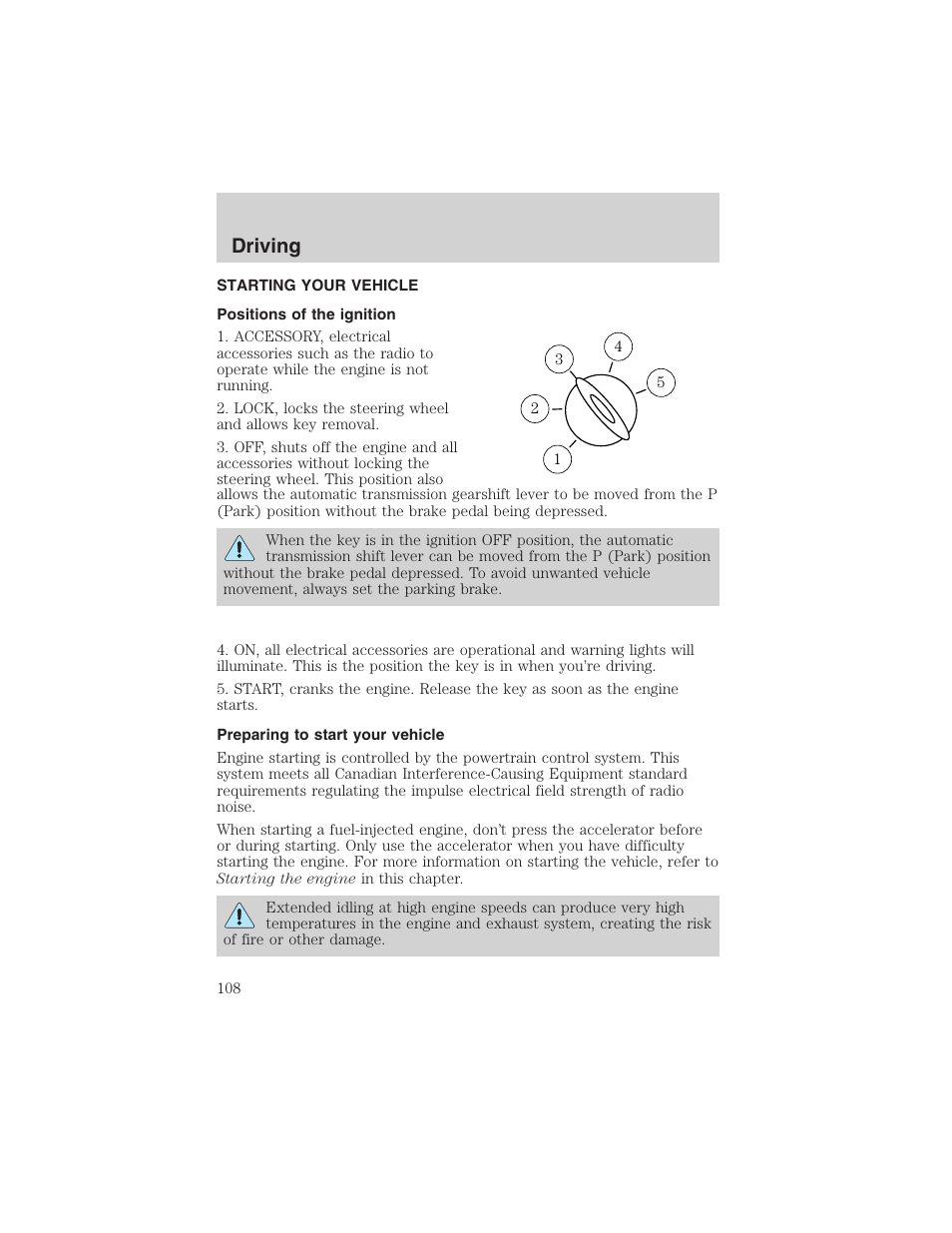 Driving | FORD 2003 Explorer Sport Trac v.2 User Manual | Page 108 / 216