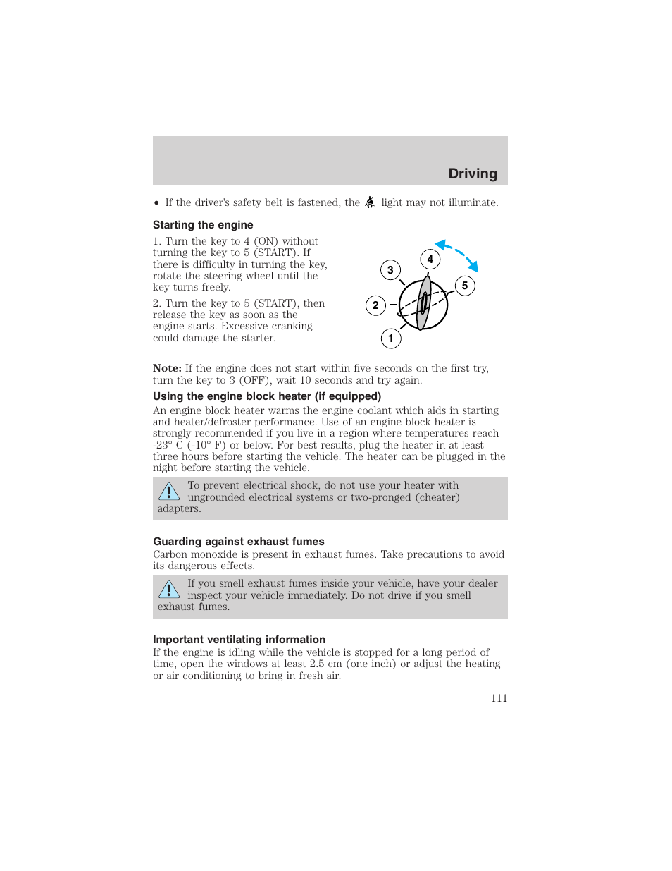 Driving | FORD 2003 Explorer Sport Trac v.2 User Manual | Page 111 / 216