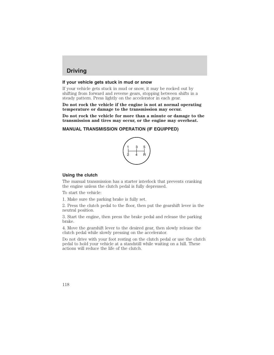 Driving | FORD 2003 Explorer Sport Trac v.2 User Manual | Page 118 / 216