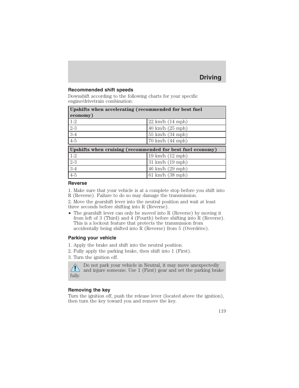 Driving | FORD 2003 Explorer Sport Trac v.2 User Manual | Page 119 / 216