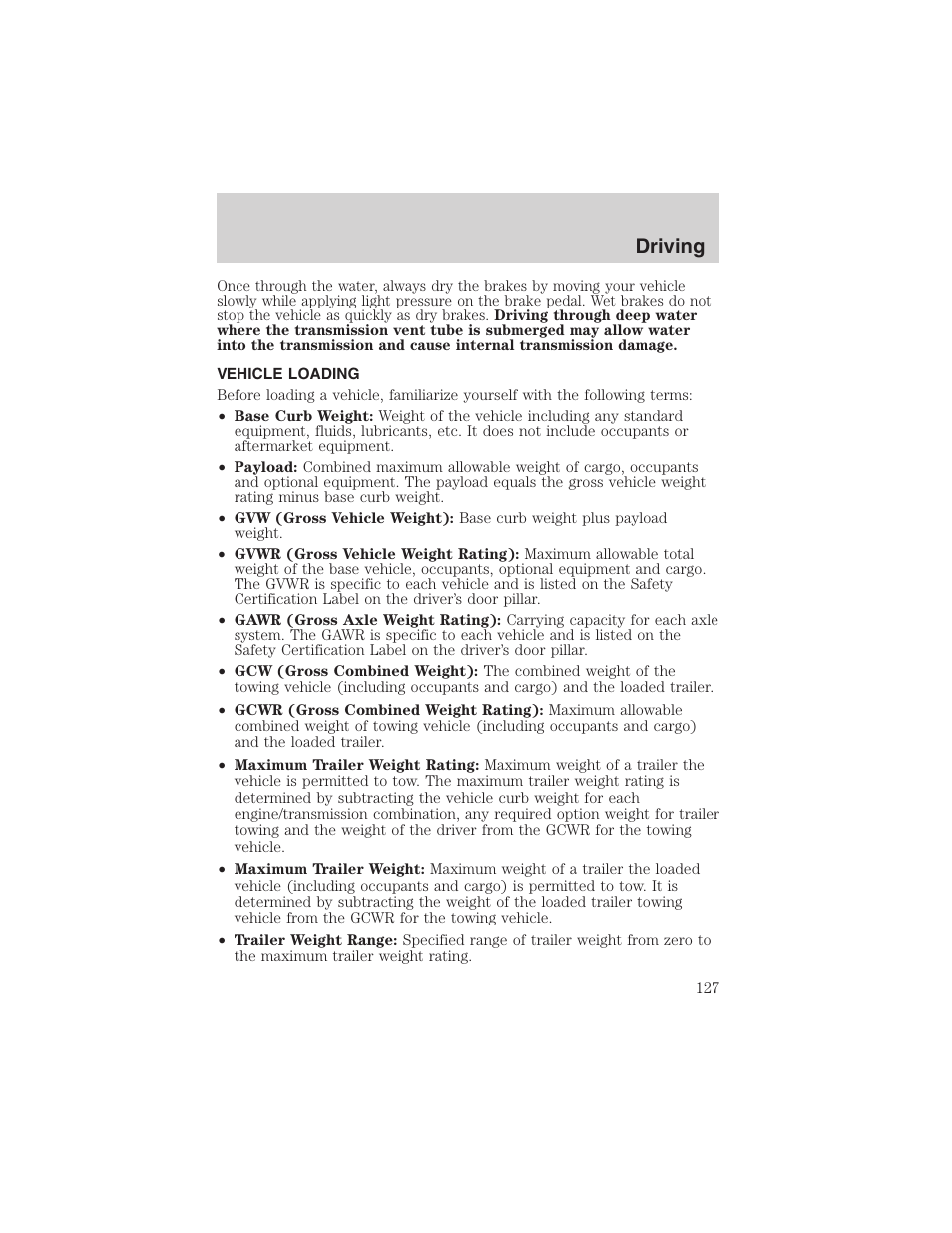 Driving | FORD 2003 Explorer Sport Trac v.2 User Manual | Page 127 / 216