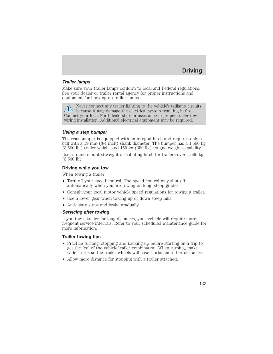 Driving | FORD 2003 Explorer Sport Trac v.2 User Manual | Page 133 / 216