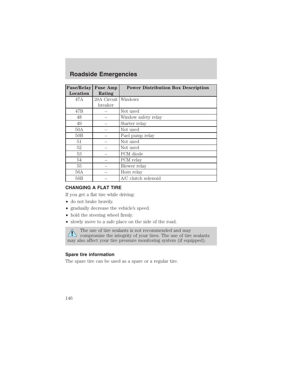 Roadside emergencies | FORD 2003 Explorer Sport Trac v.2 User Manual | Page 146 / 216