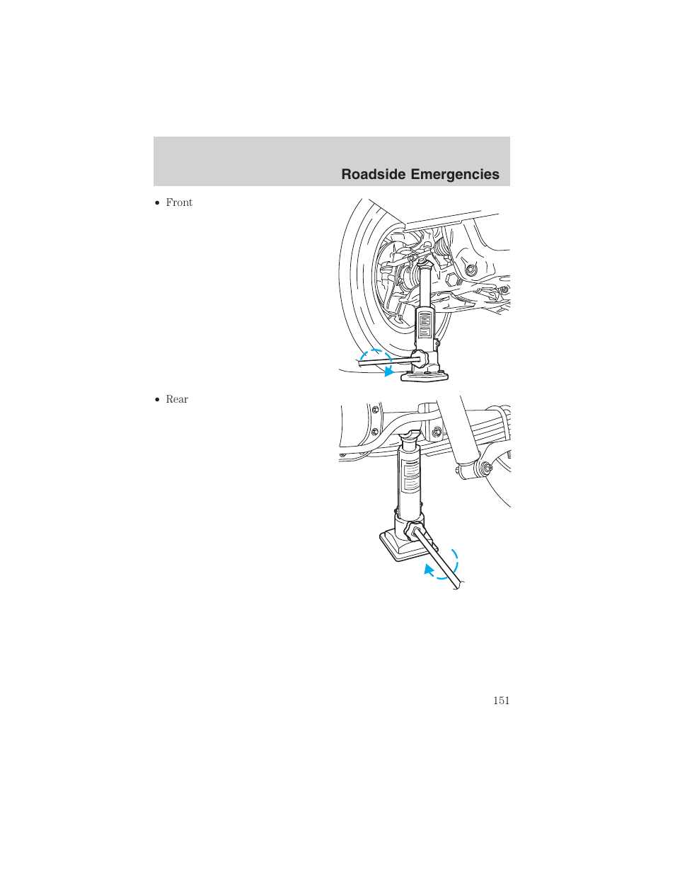 Roadside emergencies | FORD 2003 Explorer Sport Trac v.2 User Manual | Page 151 / 216
