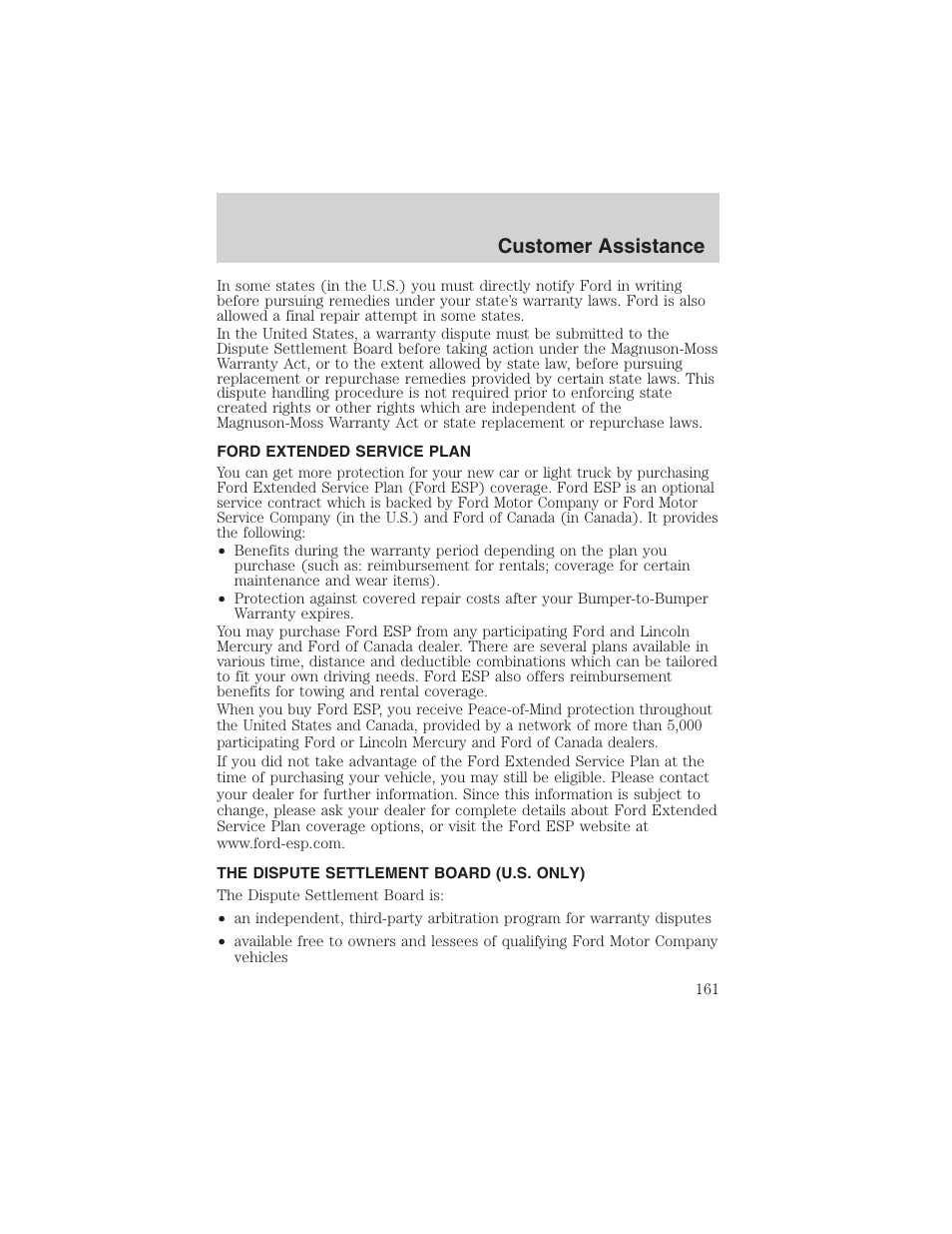 Customer assistance | FORD 2003 Explorer Sport Trac v.2 User Manual | Page 161 / 216
