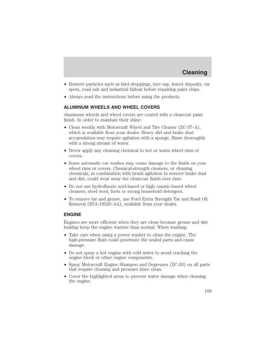 Cleaning | FORD 2003 Explorer Sport Trac v.2 User Manual | Page 169 / 216