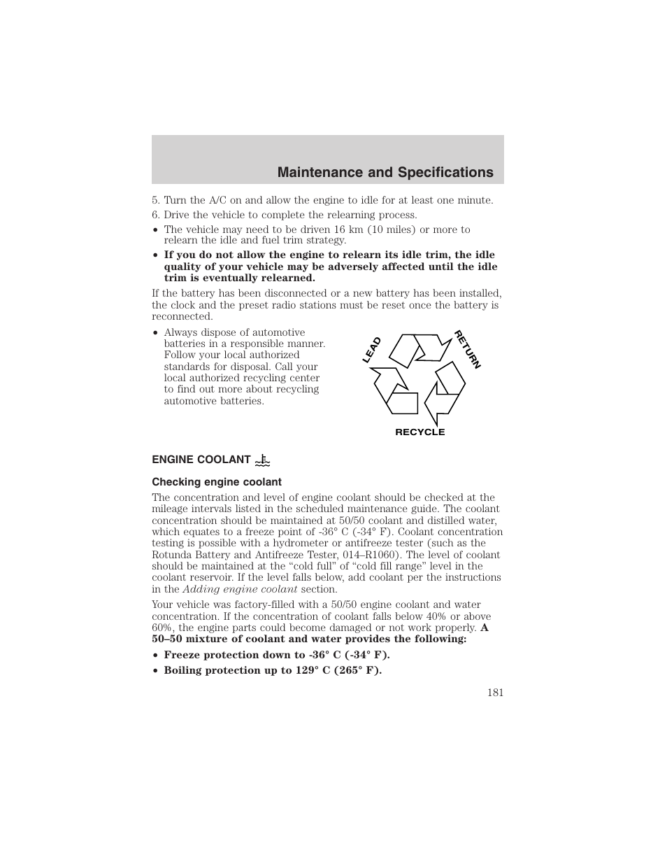 Maintenance and specifications | FORD 2003 Explorer Sport Trac v.2 User Manual | Page 181 / 216