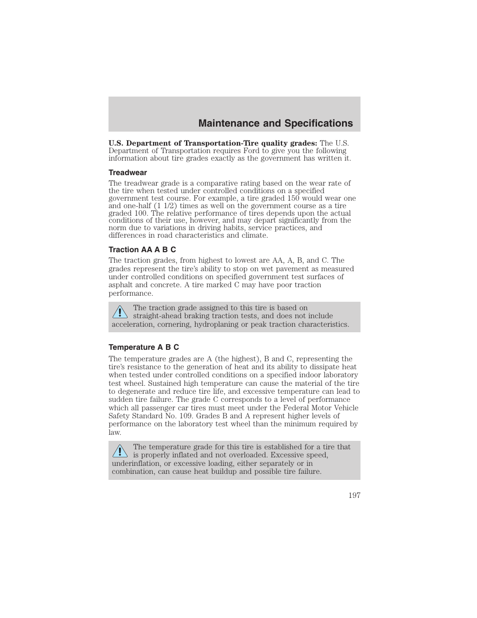 Maintenance and specifications | FORD 2003 Explorer Sport Trac v.2 User Manual | Page 197 / 216