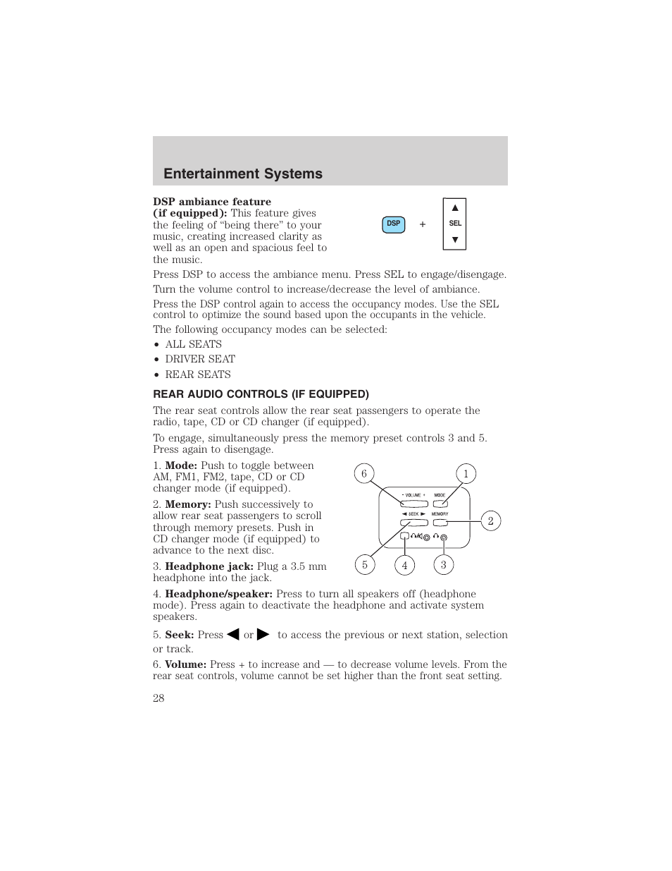 Entertainment systems | FORD 2003 Explorer Sport Trac v.2 User Manual | Page 28 / 216