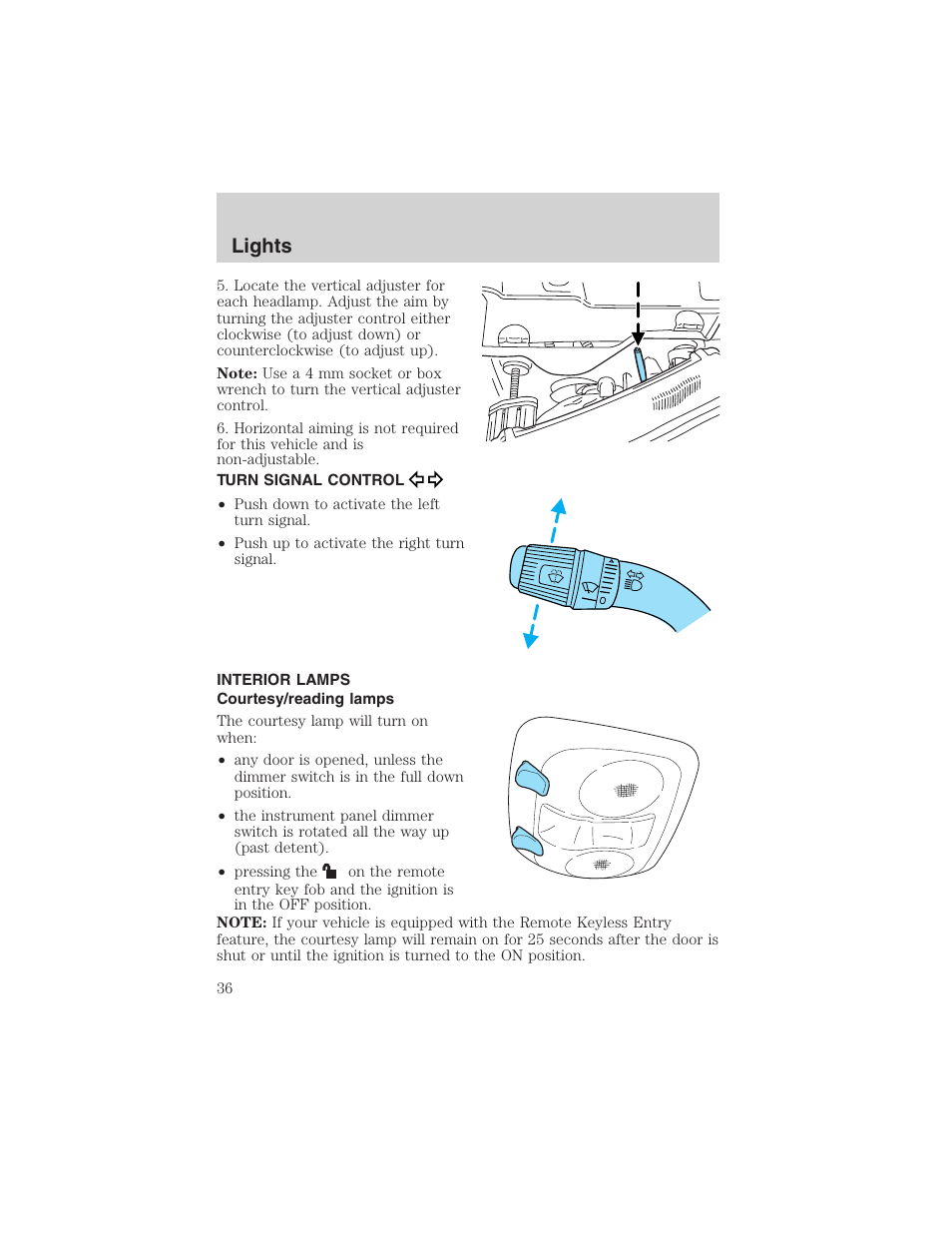 Lights | FORD 2003 Explorer Sport Trac v.2 User Manual | Page 36 / 216