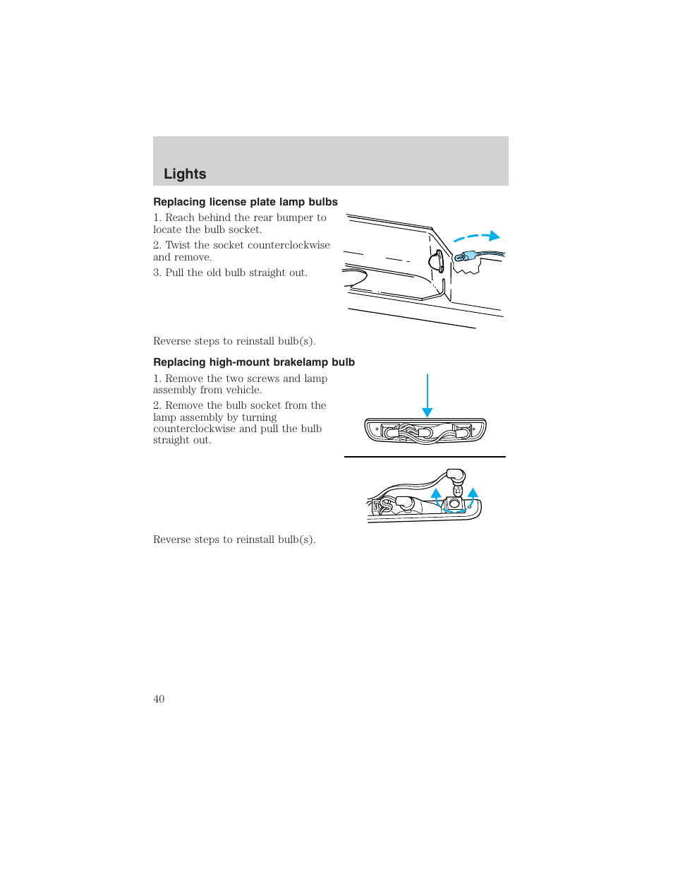 Lights | FORD 2003 Explorer Sport Trac v.2 User Manual | Page 40 / 216