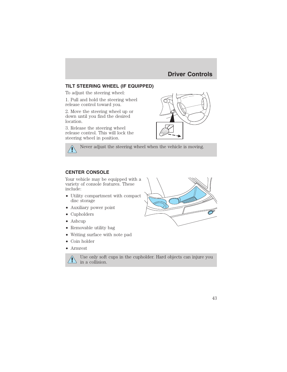 Driver controls | FORD 2003 Explorer Sport Trac v.2 User Manual | Page 43 / 216