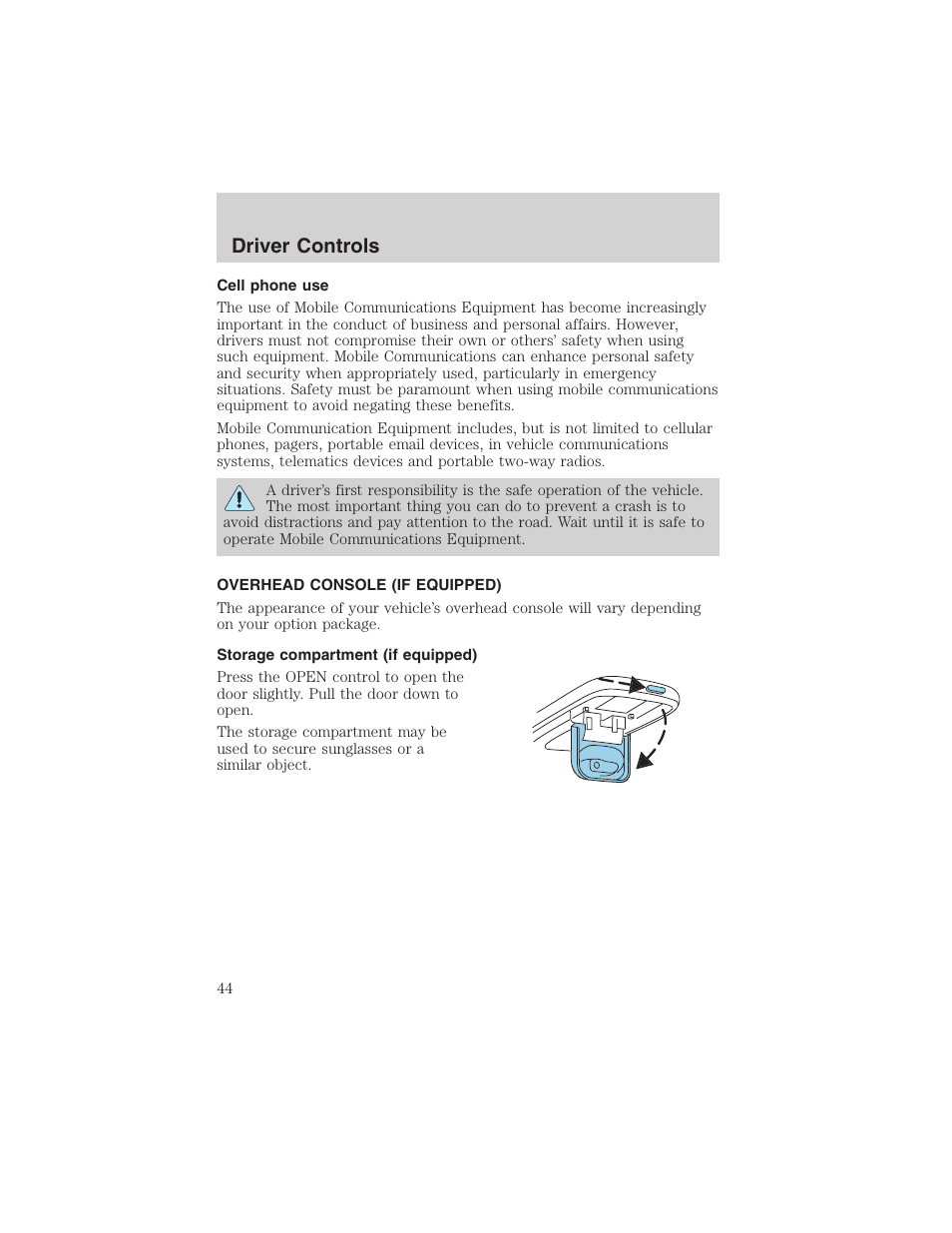 Driver controls | FORD 2003 Explorer Sport Trac v.2 User Manual | Page 44 / 216