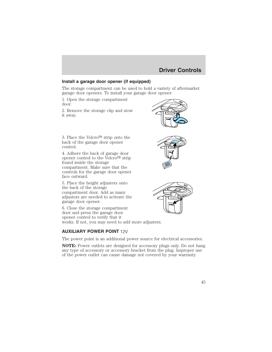 Driver controls | FORD 2003 Explorer Sport Trac v.2 User Manual | Page 45 / 216