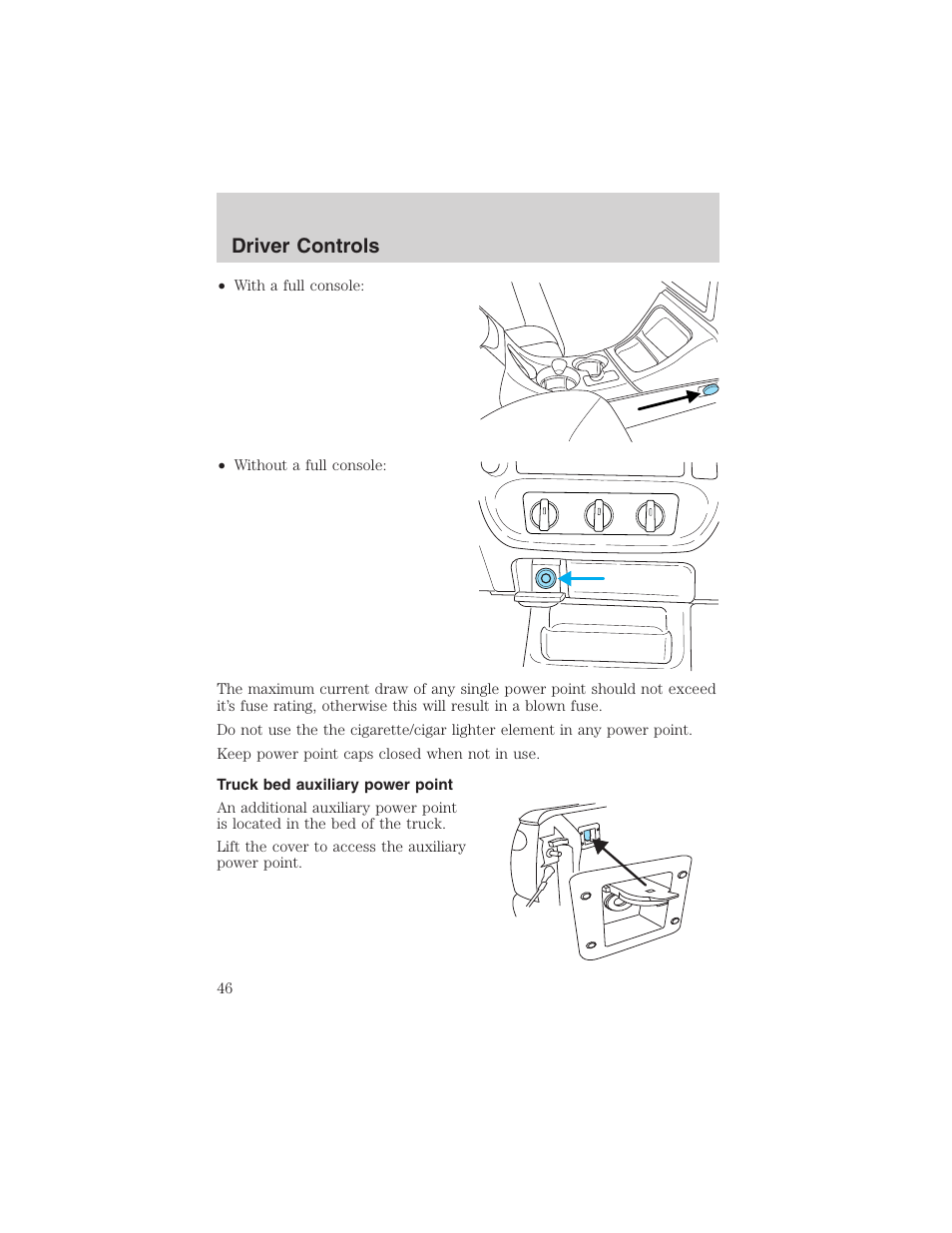 Driver controls | FORD 2003 Explorer Sport Trac v.2 User Manual | Page 46 / 216