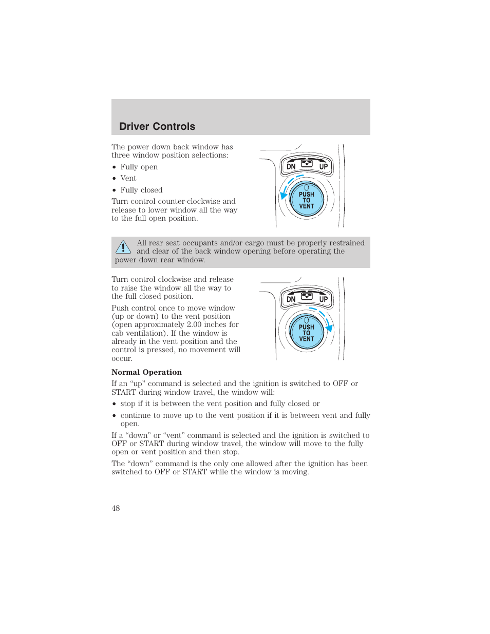 Driver controls | FORD 2003 Explorer Sport Trac v.2 User Manual | Page 48 / 216