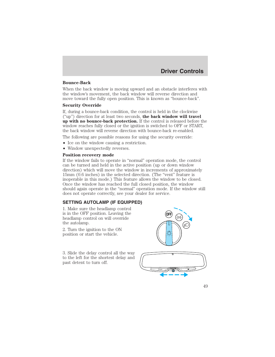 Driver controls | FORD 2003 Explorer Sport Trac v.2 User Manual | Page 49 / 216