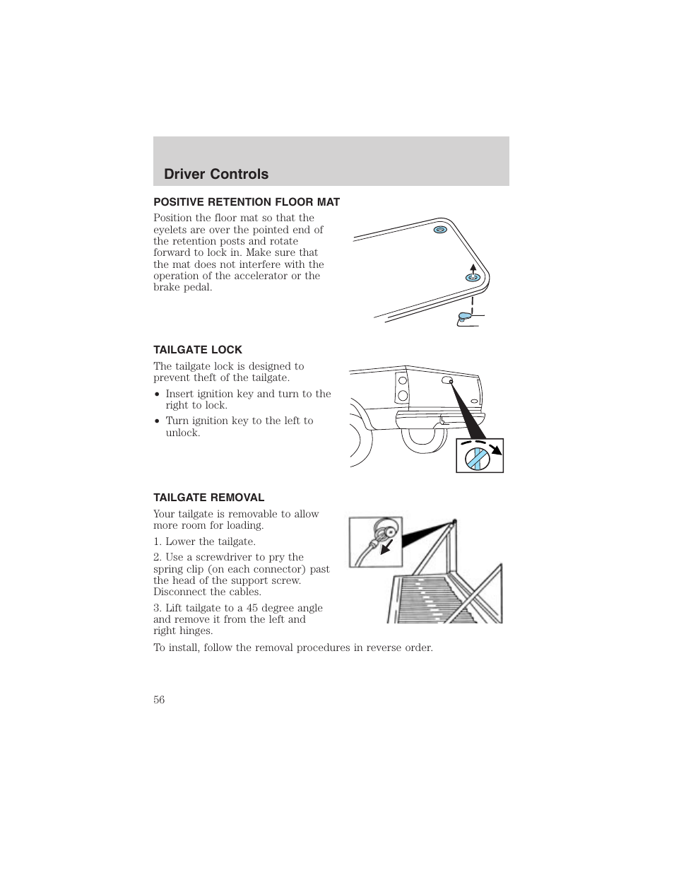 Driver controls | FORD 2003 Explorer Sport Trac v.2 User Manual | Page 56 / 216
