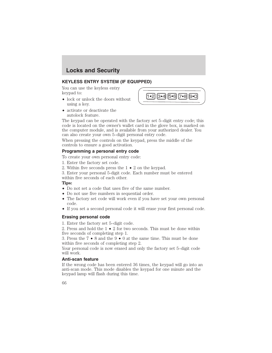 Locks and security | FORD 2003 Explorer Sport Trac v.2 User Manual | Page 66 / 216