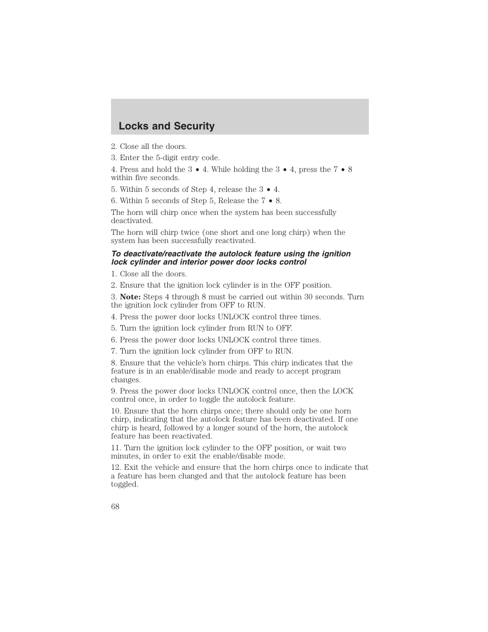 Locks and security | FORD 2003 Explorer Sport Trac v.2 User Manual | Page 68 / 216