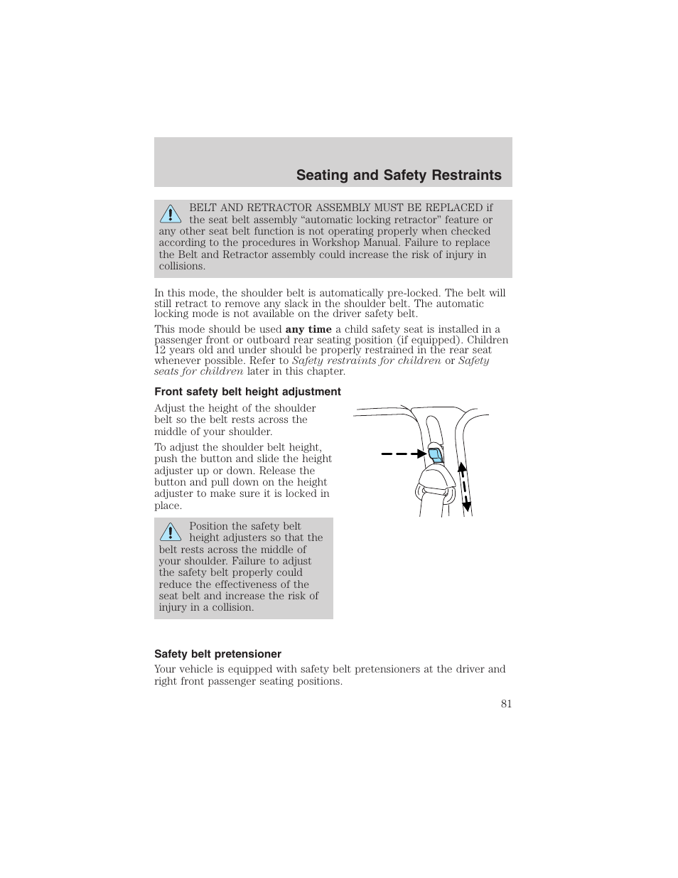 Seating and safety restraints | FORD 2003 Explorer Sport Trac v.2 User Manual | Page 81 / 216