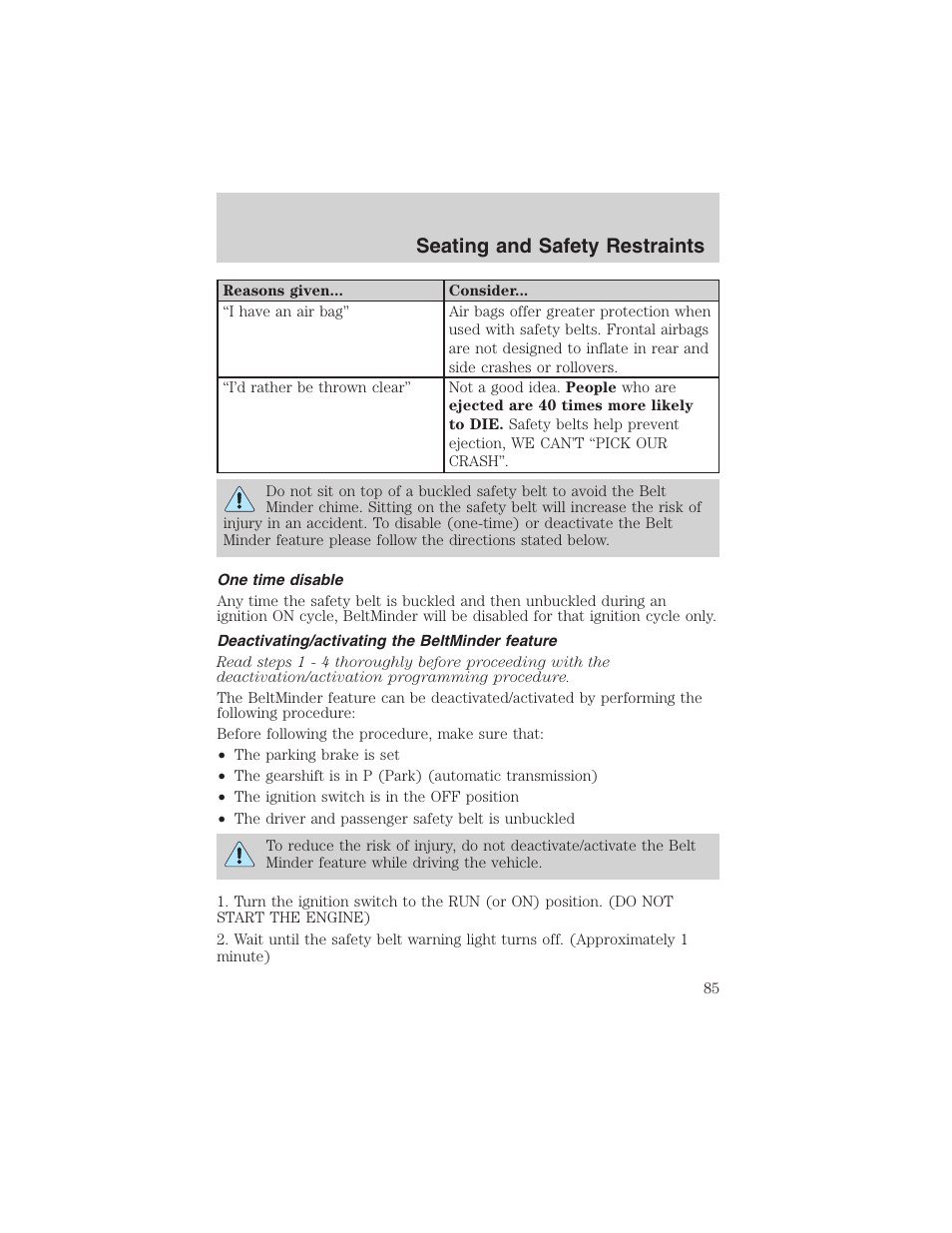 Seating and safety restraints | FORD 2003 Explorer Sport Trac v.2 User Manual | Page 85 / 216