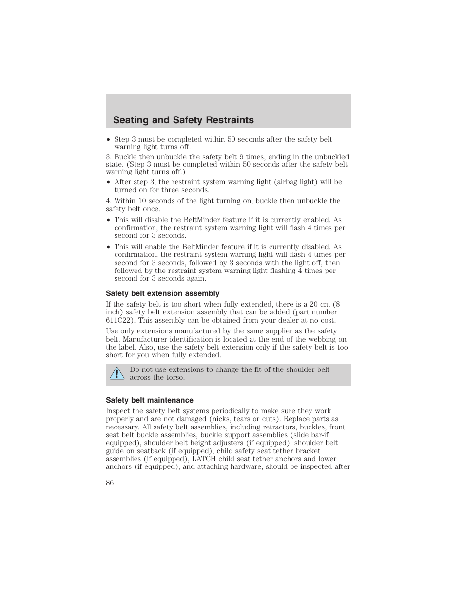 Seating and safety restraints | FORD 2003 Explorer Sport Trac v.2 User Manual | Page 86 / 216