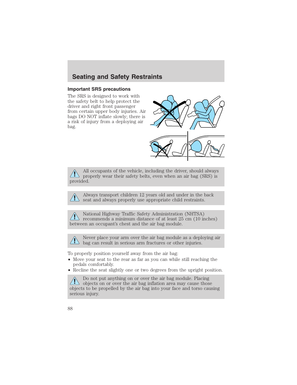Seating and safety restraints | FORD 2003 Explorer Sport Trac v.2 User Manual | Page 88 / 216