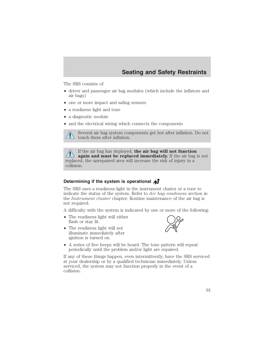 Seating and safety restraints | FORD 2003 Explorer Sport Trac v.2 User Manual | Page 91 / 216