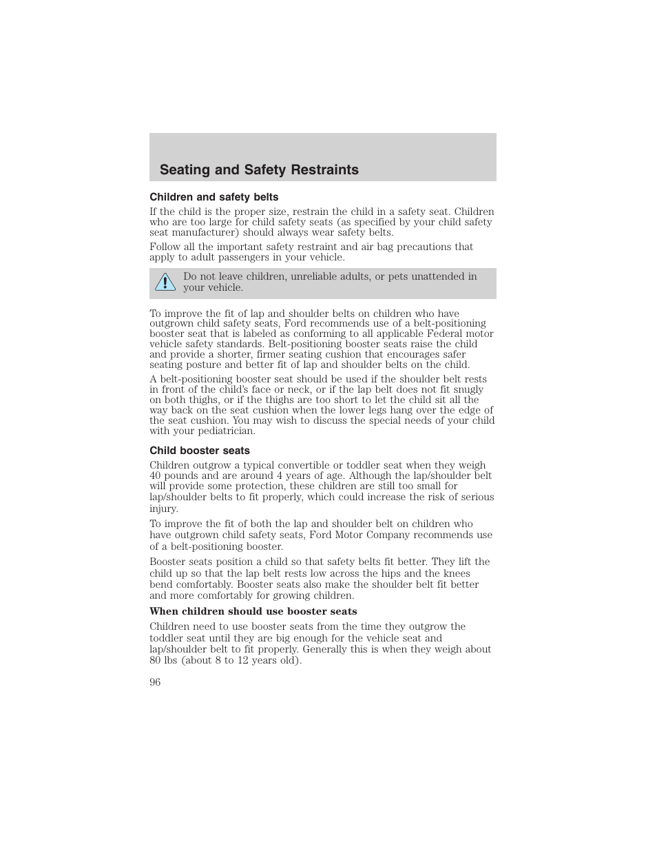 Seating and safety restraints | FORD 2003 Explorer Sport Trac v.2 User Manual | Page 96 / 216