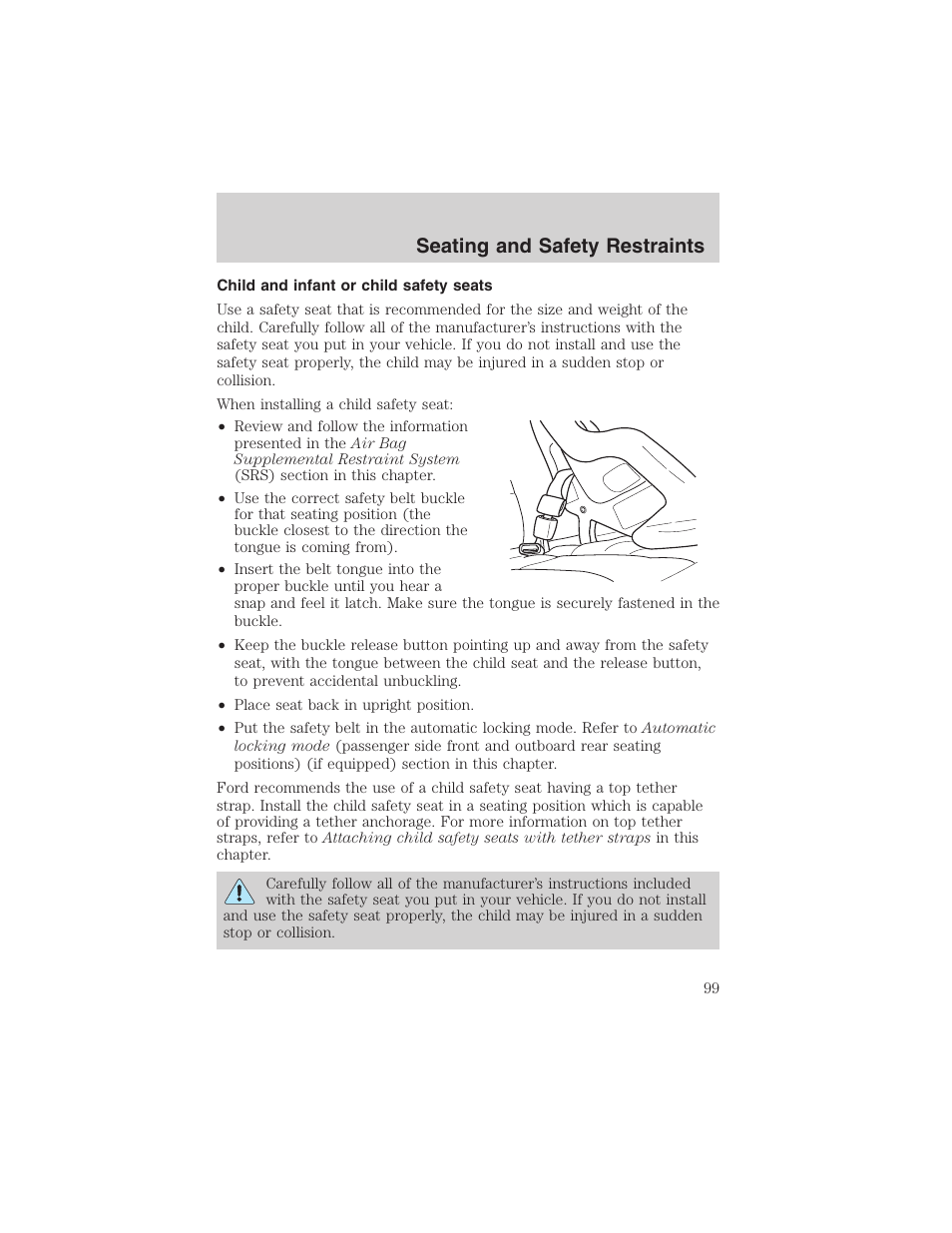 Seating and safety restraints | FORD 2003 Explorer Sport Trac v.2 User Manual | Page 99 / 216