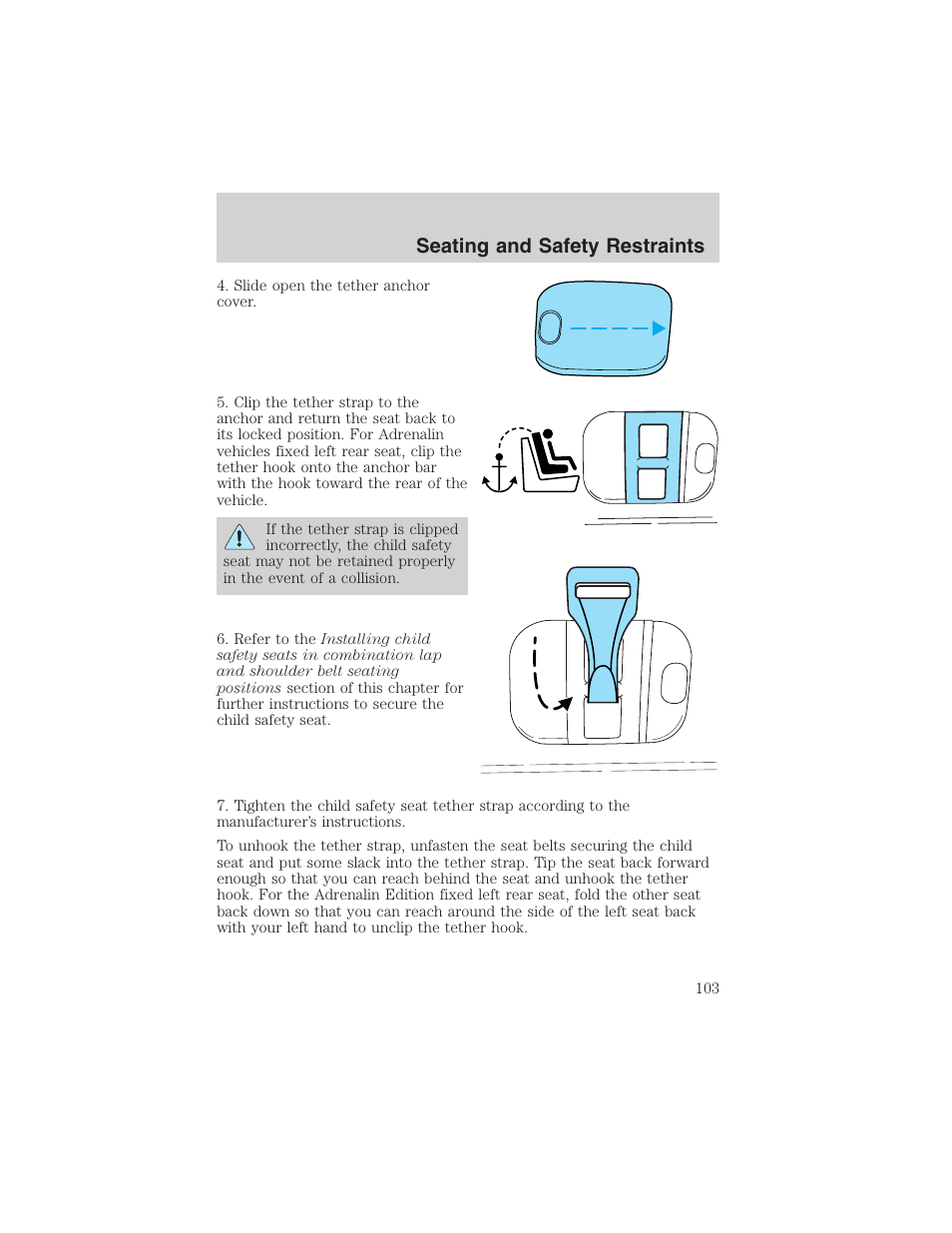 Seating and safety restraints | FORD 2003 Explorer Sport Trac v.3 User Manual | Page 103 / 216