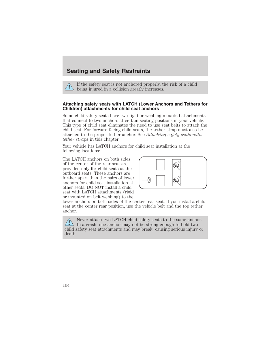 Seating and safety restraints | FORD 2003 Explorer Sport Trac v.3 User Manual | Page 104 / 216