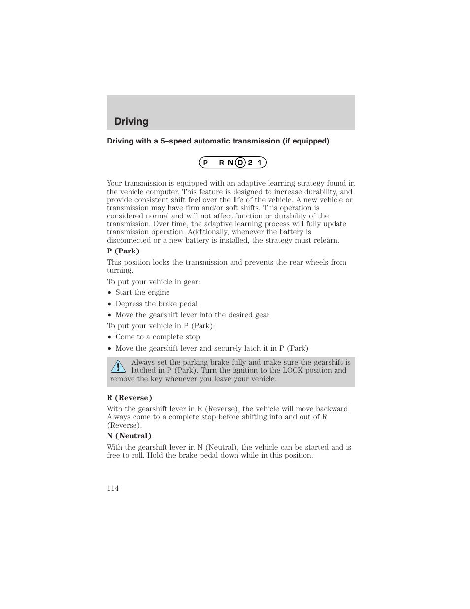 Driving | FORD 2003 Explorer Sport Trac v.3 User Manual | Page 114 / 216
