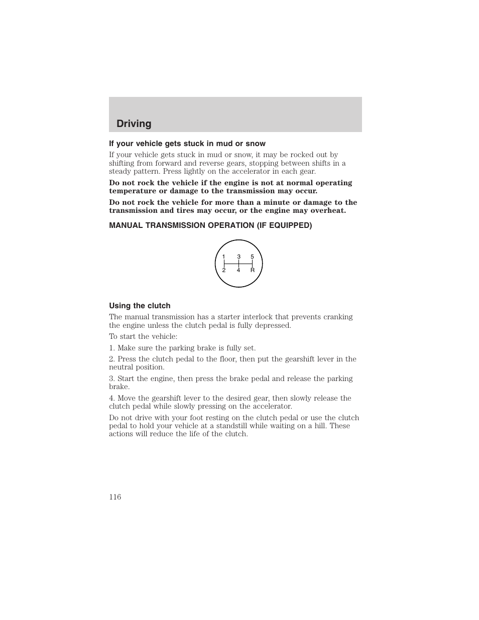 Driving | FORD 2003 Explorer Sport Trac v.3 User Manual | Page 116 / 216