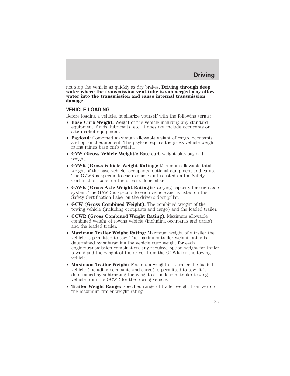 Driving | FORD 2003 Explorer Sport Trac v.3 User Manual | Page 125 / 216