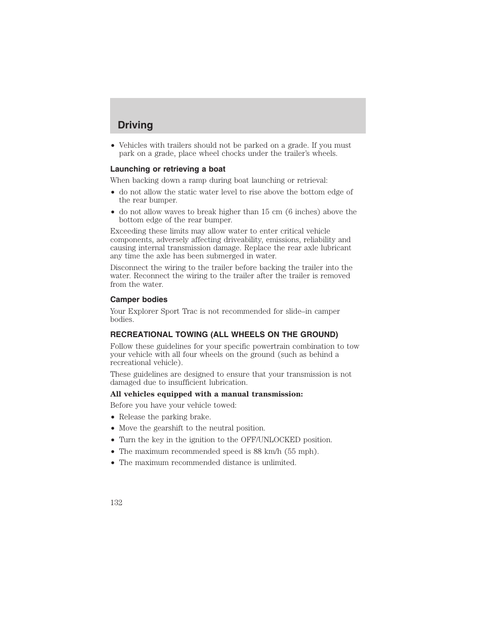 Driving | FORD 2003 Explorer Sport Trac v.3 User Manual | Page 132 / 216