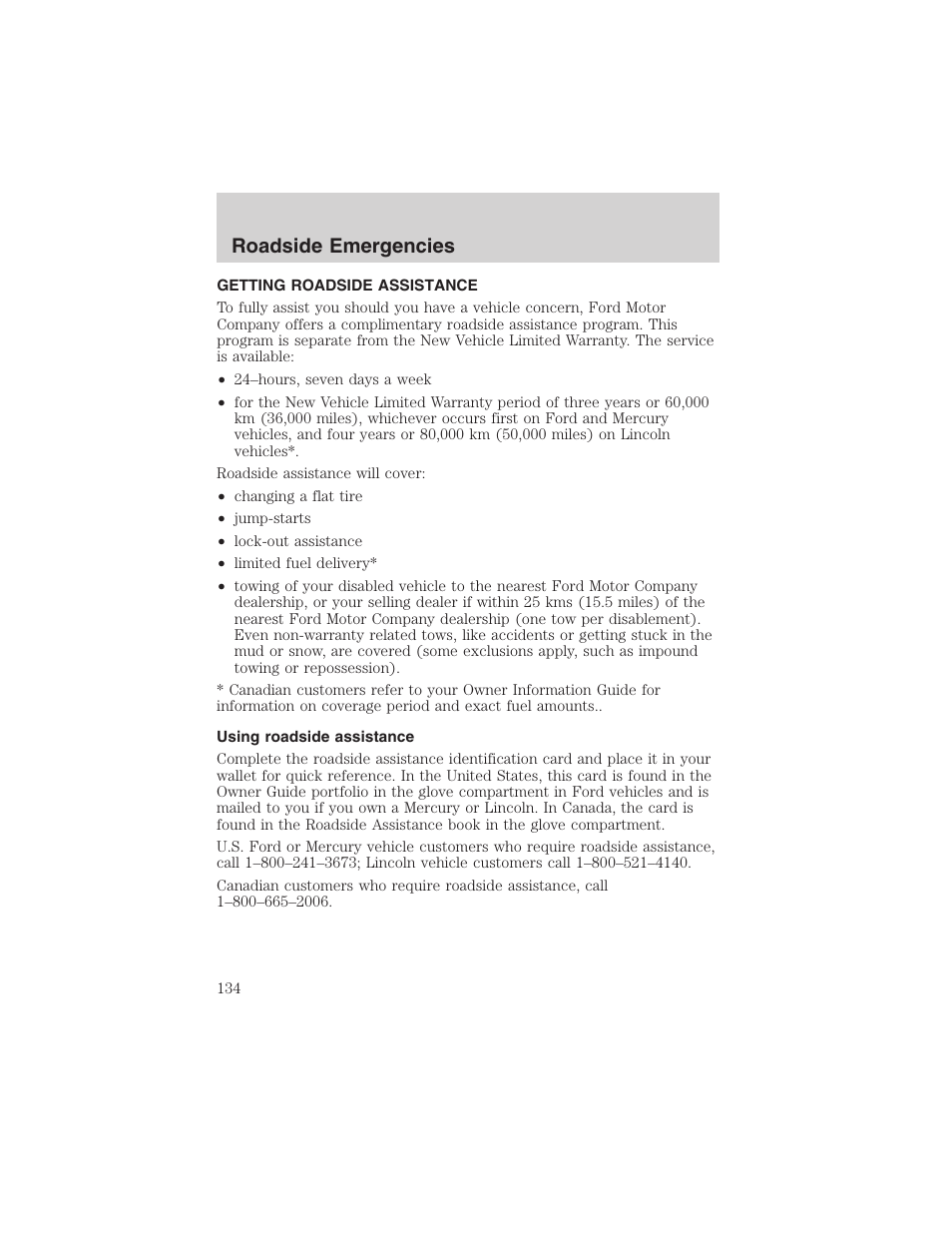 Roadside emergencies | FORD 2003 Explorer Sport Trac v.3 User Manual | Page 134 / 216
