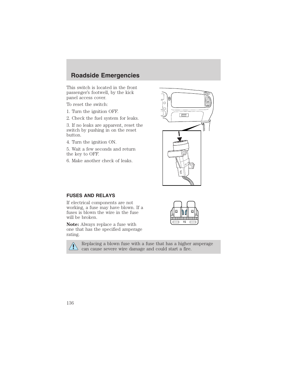 Roadside emergencies | FORD 2003 Explorer Sport Trac v.3 User Manual | Page 136 / 216